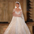 Elegant Sequin A-Line Bridal Gown with Long Sleeves and V-Neck Design
