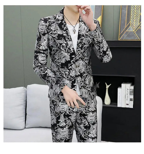 Men's Shiny 2-Piece Suit Set for Weddings - Smart Casual Style with Jacket and Pants
