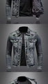 Men's Casual Vintage Denim Biker Jacket for Riding, Stylish High Street Outerwear with Buttoned Lapel and Comfortable Fit for Everyday Wear