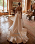 Toofgon Satin Wedding Dresses Detachable Long Sleeves Gowns