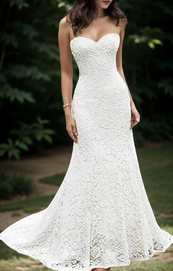 TSxuelian Sweetheart Lace Wedding Dresses Mermaid Off Shoulder Gown