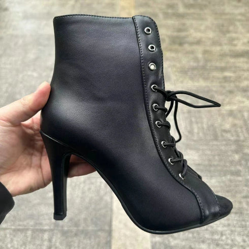 Sexy High Heels Hollow Mesh Sandals for Summer Fashion Comfort Peep Toe Stilettos Jazz Dance Female Shoes Plus Size