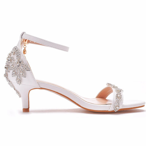 Glamorous Rhinestone Strappy Summer Pumps with 5cm Stiletto Heels for Women