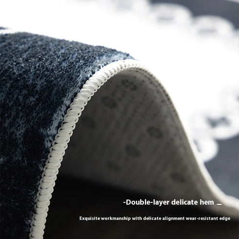 Cashmere Imitated French Oval Bed Rug for Living Room and Study, Dirt Resistant Non-Slip Carpet