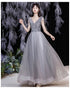 Off Shoulder Lace Illusion A Line Dress Floor Length Glitter Tulle Bow Bridesmaid Dress