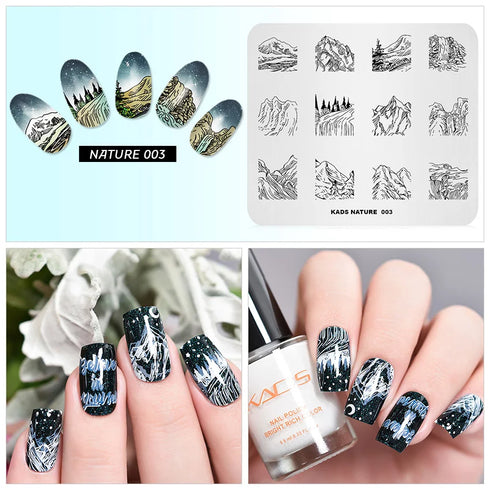 Nature-Inspired Nail Art Stamping Plate - Stainless Steel DIY Manicure Tool with Leaf and Umbrella Patterns for Stunning Nail Designs