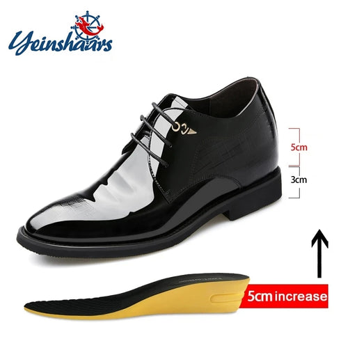 Elevator Dress Shoes for Men Patent Leather Heighten Formal Oxfords