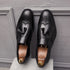 Luxury Black Low Heeled Tassels Loafers for Men Business Dress Shoes