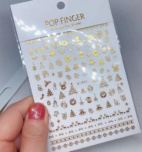Mini Snowflake Christmas Nail Art and Scrapbooking Stickers with Santa Claus, Snowman, and Gold Foil Water Decals for Festive New Year Decorations