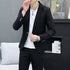 Korean Slim Fit Two-Piece Suit Set for Men Casual Trendy British Style Coat and Trousers