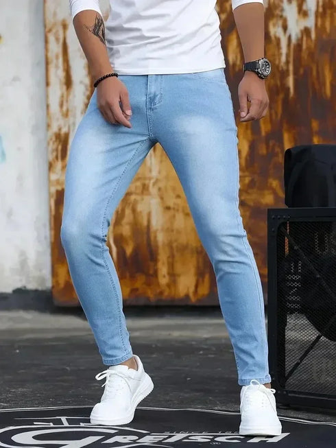 Mens Slim Fit Classic Skinny Jeans for Casual Street Style