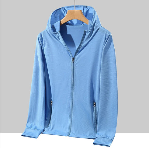 Plus Size Lightweight Summer Windbreaker Jacket for Men - Hooded, Quick-Drying, UPF 50 Sun Protection, Breathable Casual Coat for Outdoor Activities