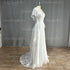 Boho V Neck Wedding Dress Aline Backless Floor Length Chiffon Gown with Built In Bra Maternity Friendly