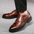 Elegant Men's Formal Dress Brogue Shoes - Slip-On British Gentleman Oxfords for Weddings and Special Occasions