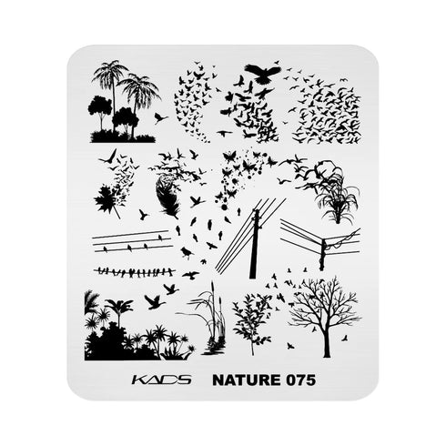 Nature-Inspired Nail Art Stamping Plate - Stainless Steel DIY Manicure Tool with Leaf and Umbrella Patterns for Stunning Nail Designs