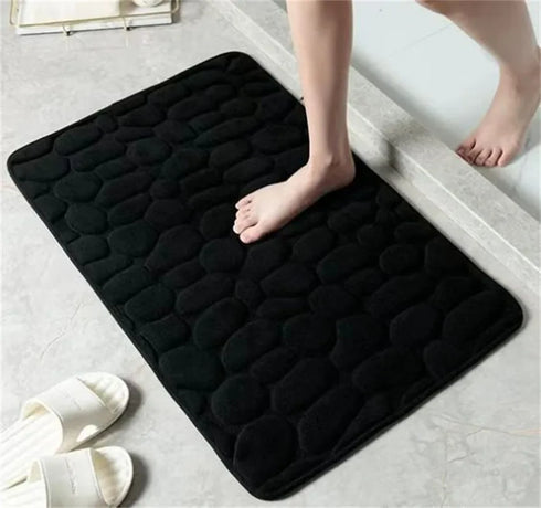 Cobblestone Embossed Non-Slip Bathroom Mat Memory Foam Rug for Shower Room and Bath