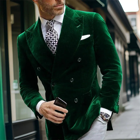 Italian Style Men's Velvet Smoking Jacket for Wedding Prom Party