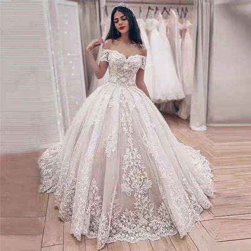 Exquisite Wedding Dress Ball Gown Sweetheart Appliques Lace-up