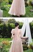 Off Shoulder Bridesmaid Dress Elegant Bubble Sleeve Floral Print Aline Gown For Party