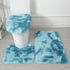 3 Piece Solid Color Bathroom Carpet Set Non-Slip Toilet Lid Cover Rugs Kit