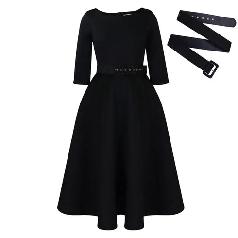 Elegant Women Party Dresses A Line with Waist Belt for Classy Office and Wedding Guests