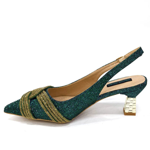 Italian Design Texture Shoes And Bags Rhinestones High Heels