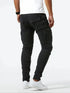 Elastic Denim Cargo Jeans For Men Slim Fit With Pockets Daily Wear