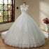 Sweetheart Lace Applique Ball Gown Wedding Dress with Long Train