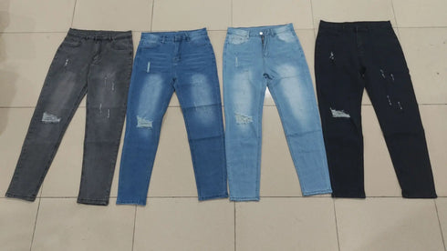 Distressed Skinny Jeans For Men Slim Fit Denim Biker Holes Mens Jeans
