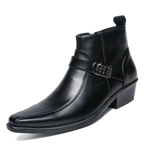 Retro Leather Chelsea Boots for Men - Stylish Pointed Toe Ankle Footwear