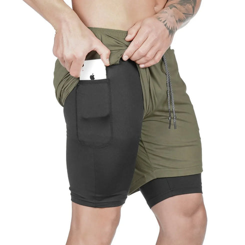 Men's Gym Shorts Camo 2 in 1 Performance Fitness Shorts Summer