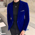 Spring Velvet Wedding Dress Coat Casual Suit Jacket Men's Blazer Business Costume