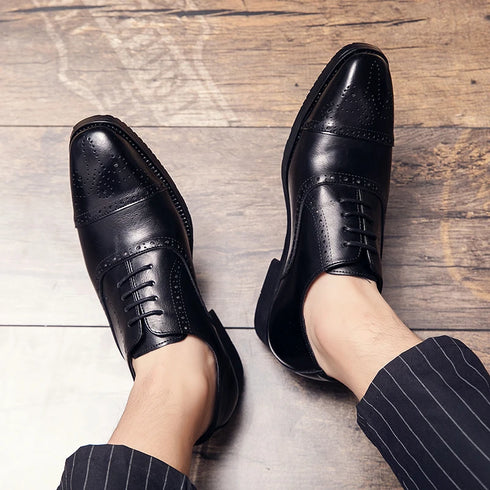 Luxury Handmade Men's Brogue Oxfords - Big Size 47 Leather Dress Shoes for Weddings, Parties, and Business Casual Occasions