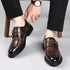 Formal Men's Loafers Handmade Leather Casual Footwear Driving Shoes with Metal Buckle