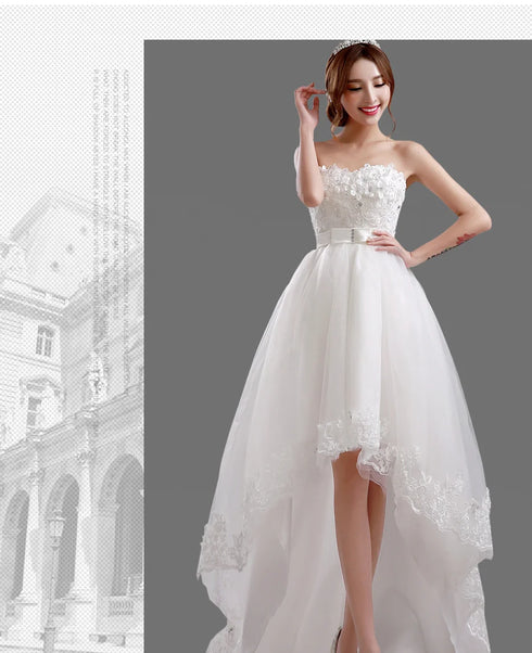 Ivory Short Knee Length Fairy Wedding Dress for Parties