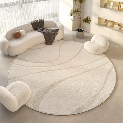 Cream Style Rugs for Bedroom Soft Fluffy Round Living Room Floor Mat