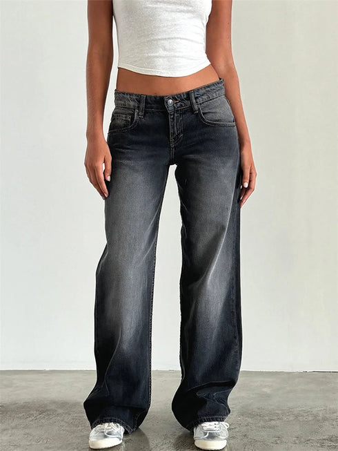 Women Wide Leg Jeans Casual High Waist Baggy Denim Pants