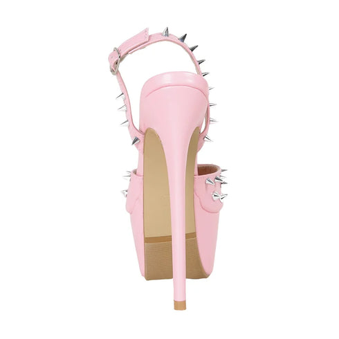 Sexy Peep Toe Platform Sandals Rivet Buckle Strappy Heels
