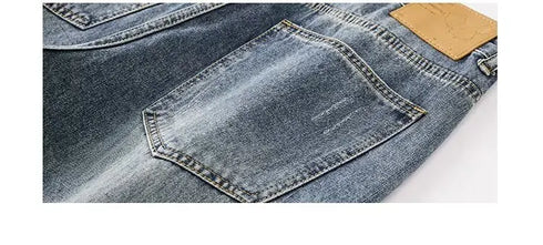 Ripped Jeans Baggy Straight Fit Denim Pants Mens Jeans Streetwear Hip Hop