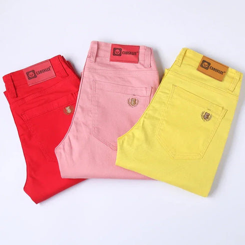 Men's Colorful Denim Stretch Comfortable Jeans for Casual Business Wear