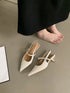 Elegant Pointed Toe Slingback Sandals Low Heel Mules
