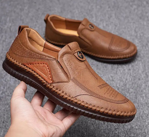 Man Retro Penny Handmade Loafer Casual Shoes Genuine Cow Leather Comfortable Slip-On Design