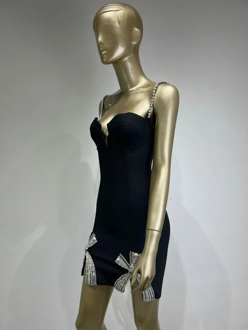 Women Summer Sexy V Neck Beaded Mini Bodycon Dress Evening Club Party Dress