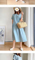 Loose Fit Slimming Cotton Linen Dress for Women Summer Plus Size Mid-Length Skirt