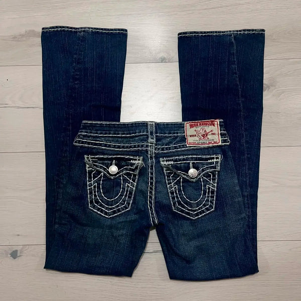 Harajuku Y2K Buddha High Waist Bootcut Flared Jeans Denim Pants