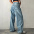 Y2K Inspired Wide Leg Denim Pants for Women - Trendy Low Waist Jeans with Multi Pockets Perfect for Summer Streetwear and Fall Outfits