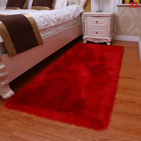 Soft Sheepskin Plush Carpet Imitation Mat for Bedroom and Living Room Decoration