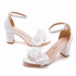 Elegant Floral Buckle Strap Heeled Sandals for Women's Wedding and Party Wear