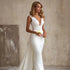 Satin Mermaid Wedding Dresses Elegant Women V Neck Backless Gowns