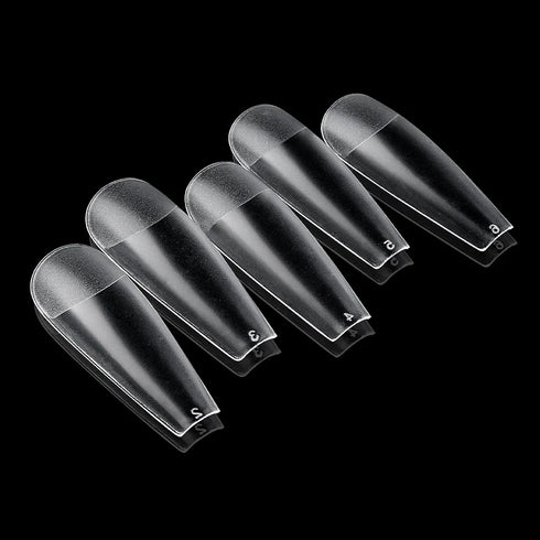 120Pcs Clear Frosted Stiletto, Almond, and Square Fake Nails - Full Coverage Gel X Coffin Manicure Tips for Stunning Autumn Nails